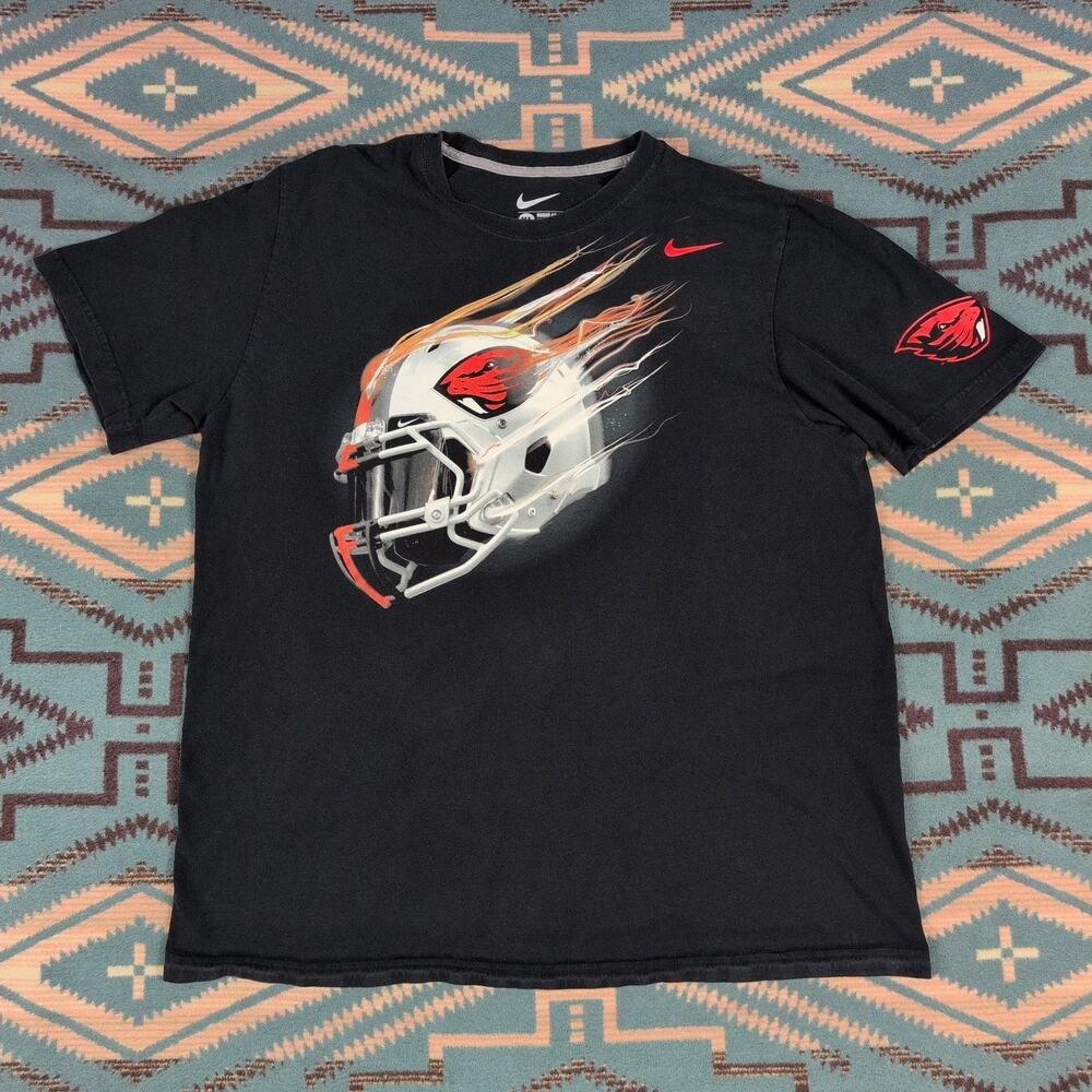 Nike Oregon State Beavers Football T Shirt Mens XL Helmet College NCAA Black